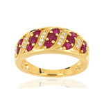 Bague or 375 2 tons rubis et diamants - vue 1
