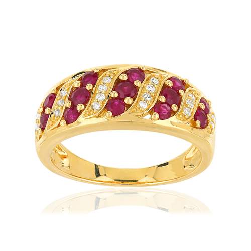 Bague or 375 2 tons rubis et diamants