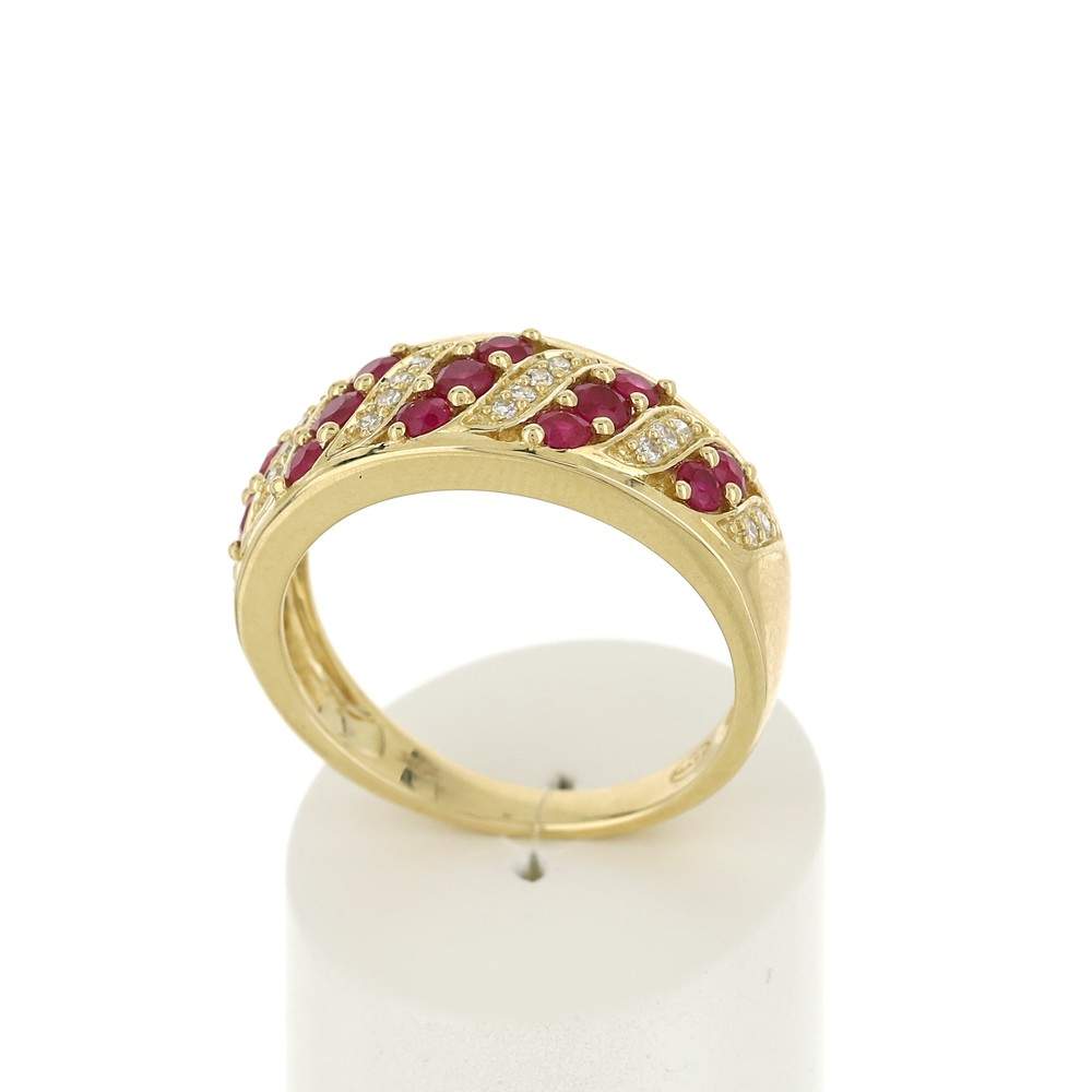 Bague or 375 2 tons rubis et diamants - vue 2
