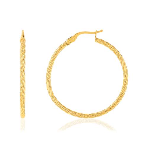 Créoles or 375 jaune torsadées 33 mm