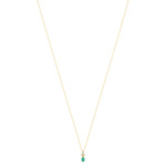 Collier or jaune 375 emeraude ovale et diamants 45 cm - vue 1