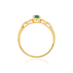 Bague or 375 2 tons émeraude ovale et diamants - vue 2