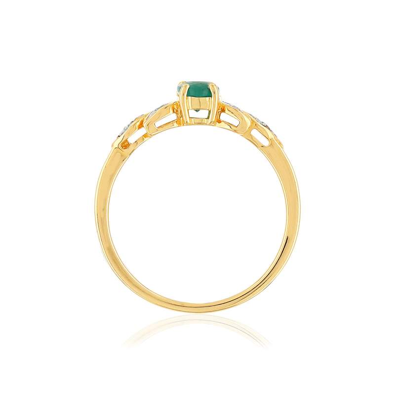Bague or 375 2 tons émeraude ovale et diamants - vue 2