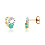 Boucles d'oreilles or 375 2 tons émeraudes - vue 1
