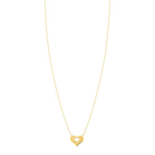 Yellow gold necklace 375 heart 45 cm