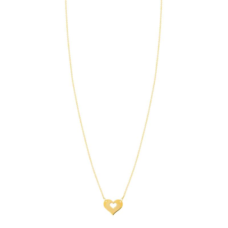 Collier or jaune 375 coeur 45 cm - vue 1