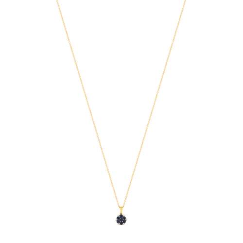 Collier or 375 2 tons fleur saphirs et diamants 45 cm