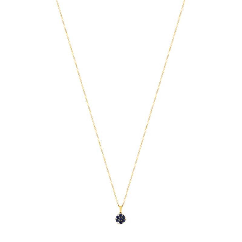 Collier or 375 2 tons fleur saphirs et diamants 45 cm - vue 1