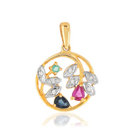 Pendentif or 375 2 tons pierre précieuse