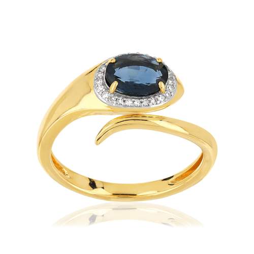 Bague or 375 2 tons saphir diamants