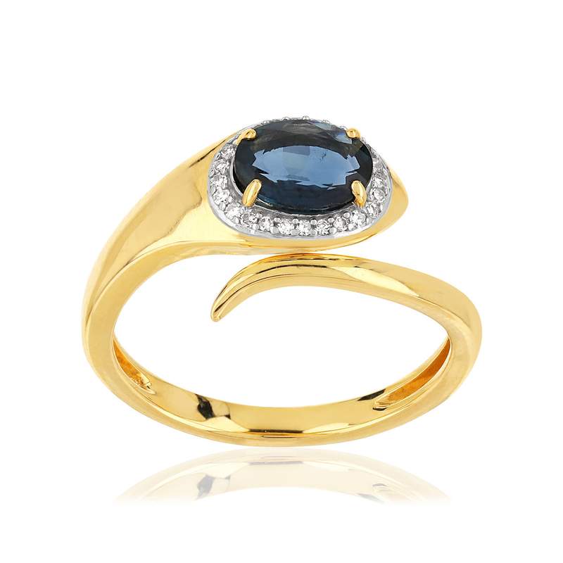 Bague or 375 2 tons saphir diamants - vue 1