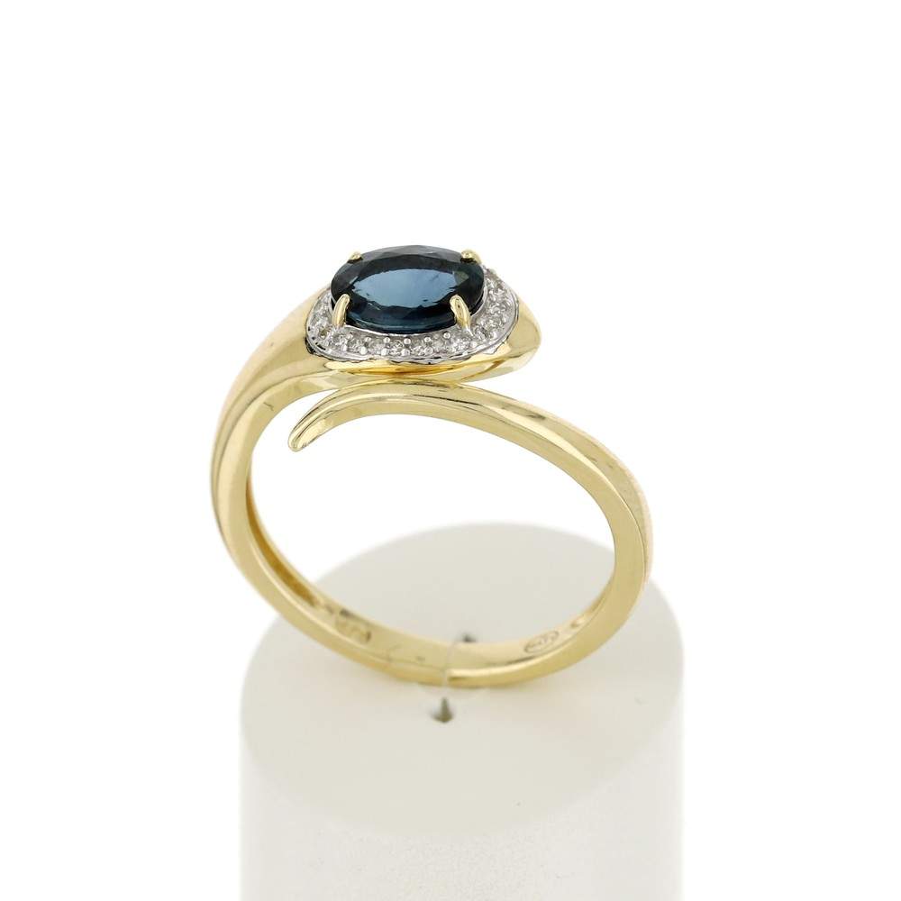 Bague or 375 2 tons saphir diamants - vue 2
