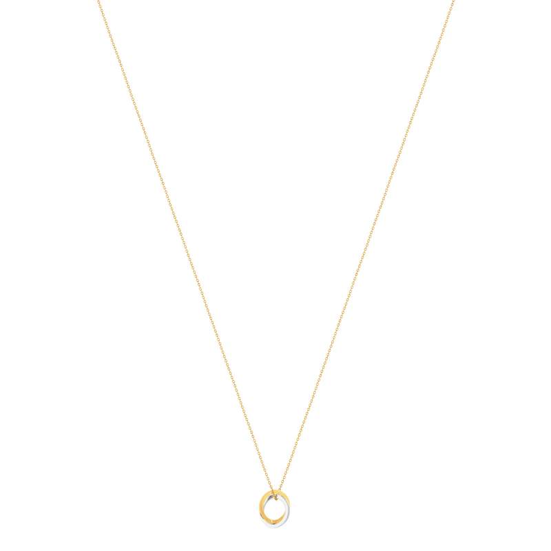 Collier or 375 2 tons anneaux entrelacés 42 cm - vue 1