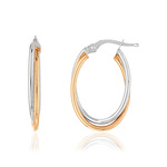 Créoles or 375 rose 2 tons double anneau - vue 1