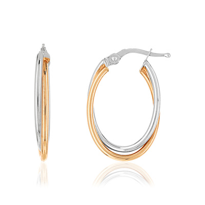 Créoles or 375 rose 2 tons double anneau - vue 1