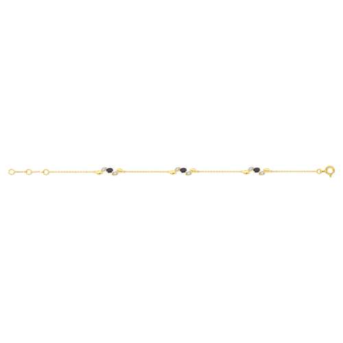Gouden armband 375 2-toons saffieren en diamanten 19 cm