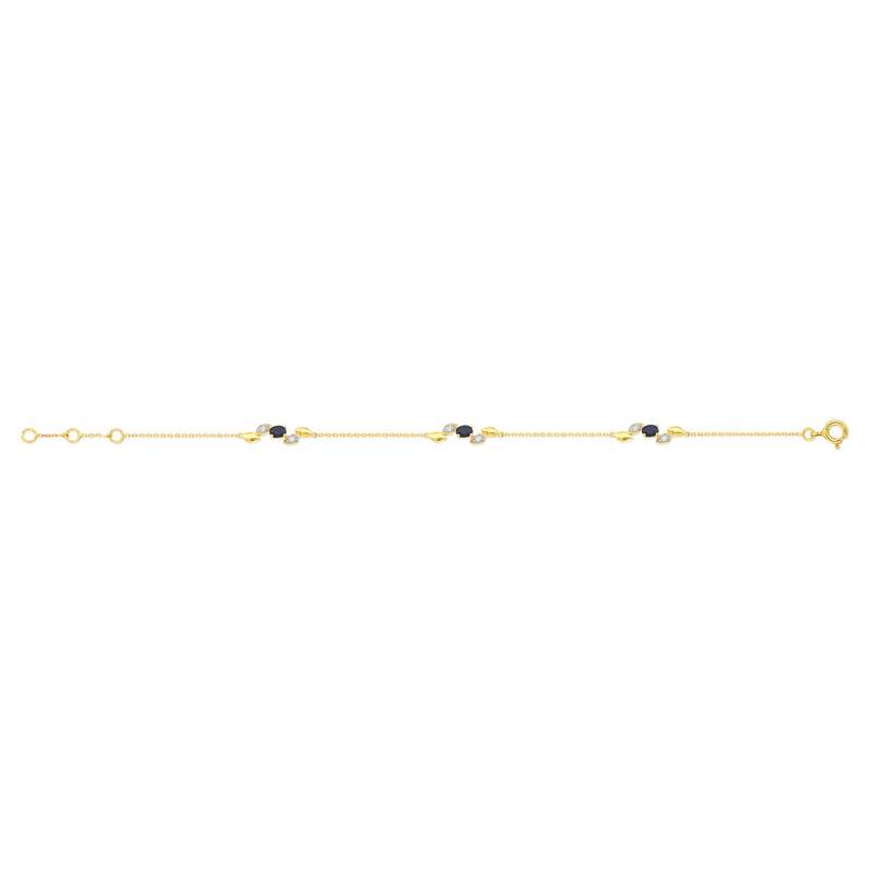 Bracelet or 375 2 tons saphirs et diamants 19 cm - vue 1