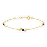 Bracelet or 375 2 tons saphirs et diamants 19 cm - vue 2