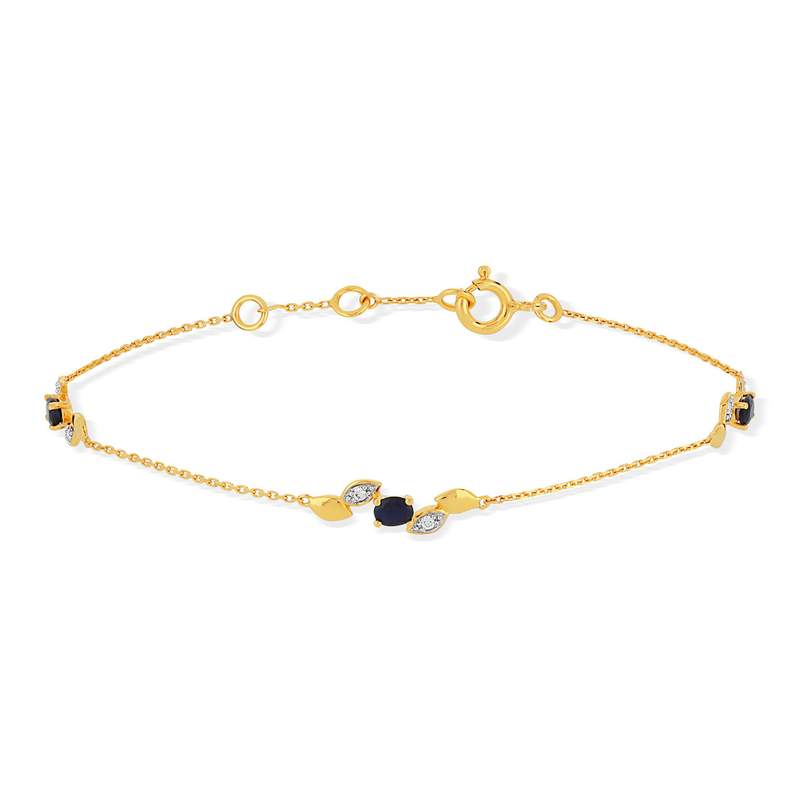 Bracelet or 375 2 tons saphirs et diamants 19 cm - vue 2