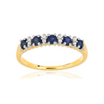 Bague or 375 2 tons saphirs et diamants - vue 1