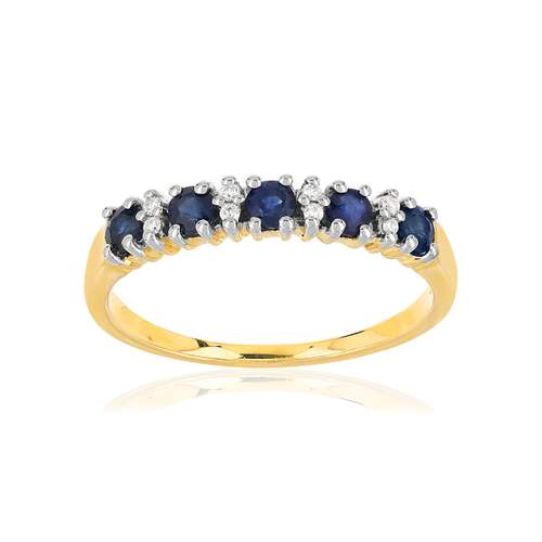 Bague or 375 2 tons saphirs et diamants