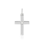 Pendentif croix or 375 blanc diamant - vue 1