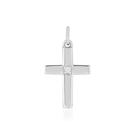 Pendentif croix or 375 blanc diamant