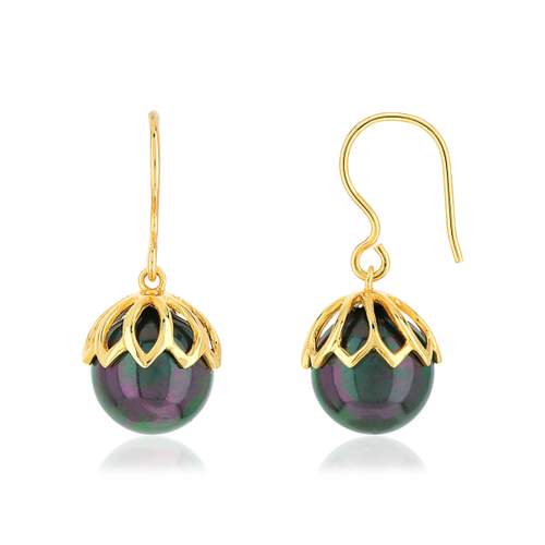 Boucles d'oreilles or 375 pendants perles de culture de Tahiti