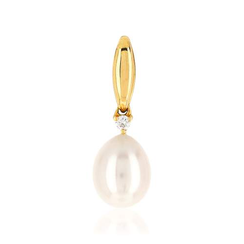 Pendentif or jaune 375 perle chine diamant