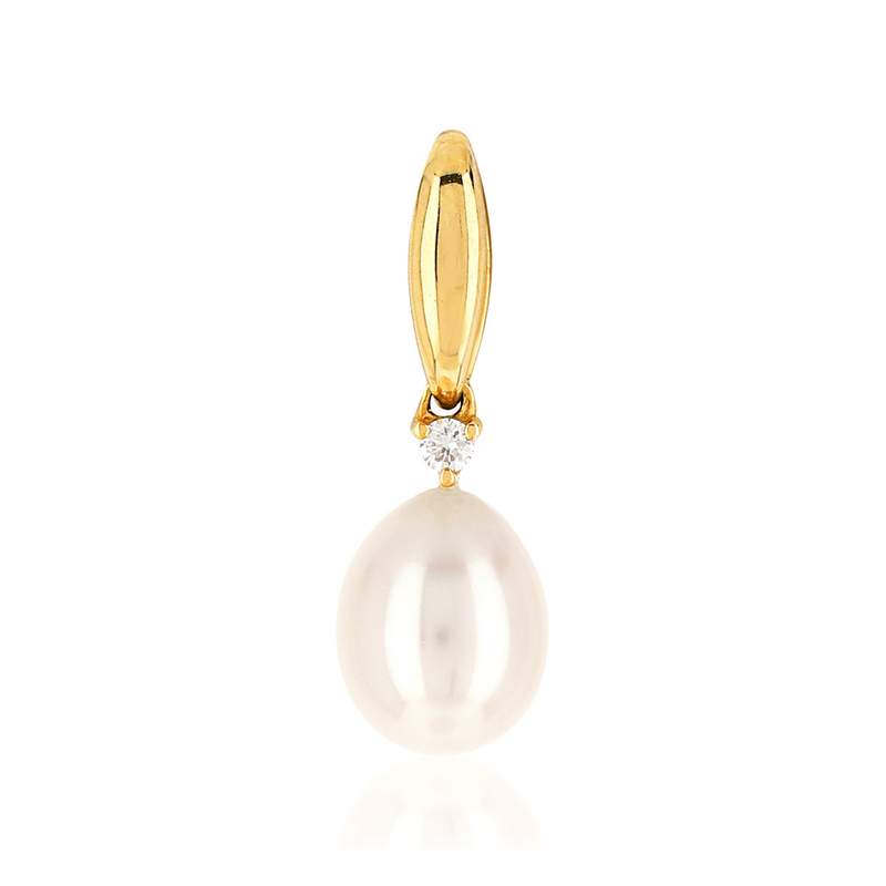 Pendentif or jaune 375 perle chine diamant - vue 1