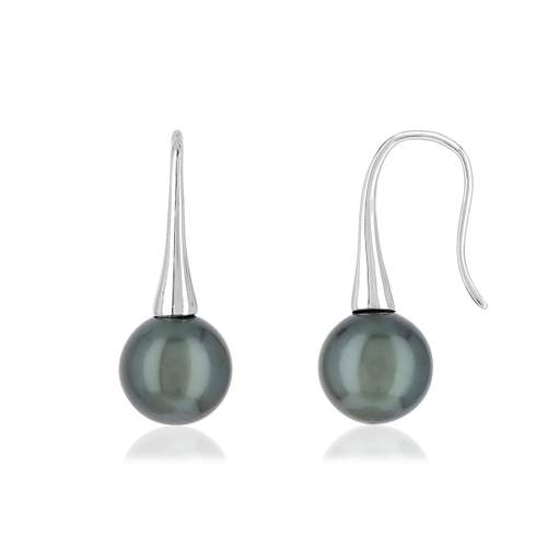 Boucles d'oreilles or blanc 375 perle de culture de tahiti