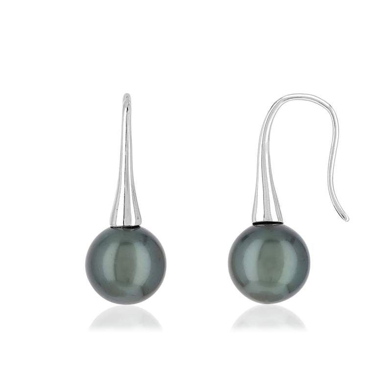 Boucles d'oreilles or blanc 375 perle de culture de tahiti - vue 1