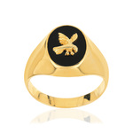 Chevalière or 375 jaune aigle onyx - vue 1