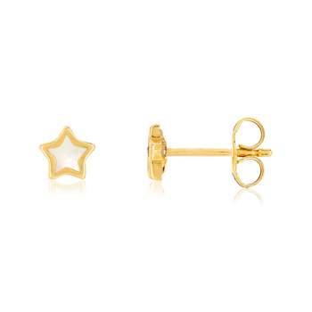 Boucles d'oreilles or jaune 375 étoiles nacres