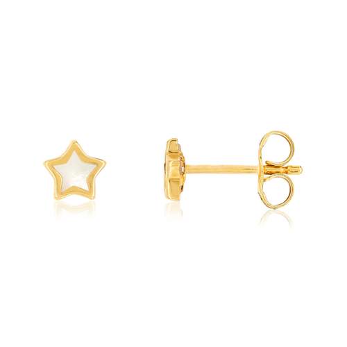 Boucles d'oreilles or jaune 375 étoiles nacres