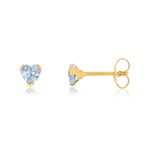 Boucles d'oreilles or jaune 375 coeurs zirconias bleus - vue 1