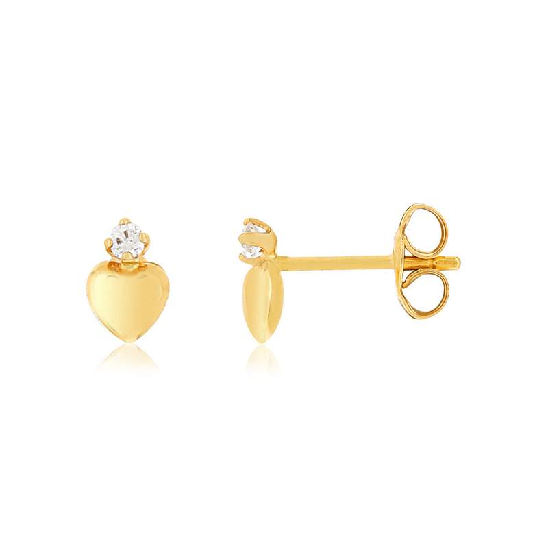 Boucles d'oreilles or 375 jaune coeurs zirconias - vue 1