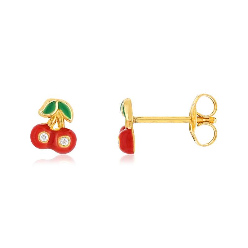 Boucles d'oreilles or jaune 375 laque zirconias cerices - vue 1