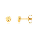 Boucles d'oreilles or 375 jaune strié coeurs - vue 1
