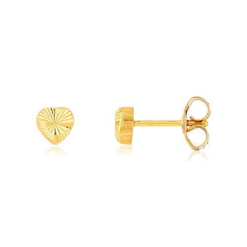 Boucles d'oreilles or 375 jaune strié coeurs
