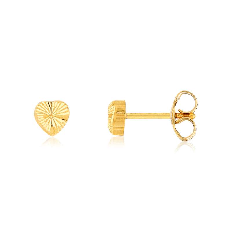 Boucles d'oreilles or 375 jaune strié coeurs - vue 1