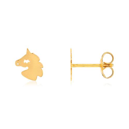 Boucles d'oreilles or jaune 375 licornes