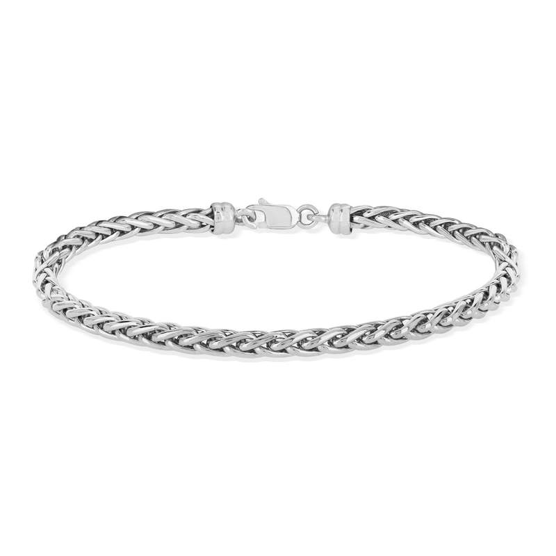 Bracelet or 375 blanc maille palmier 18,5 cm - vue 2