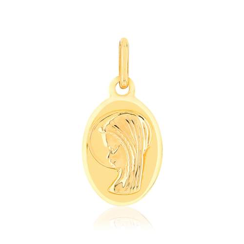Médaille or 375 jaune ovale Vierge
