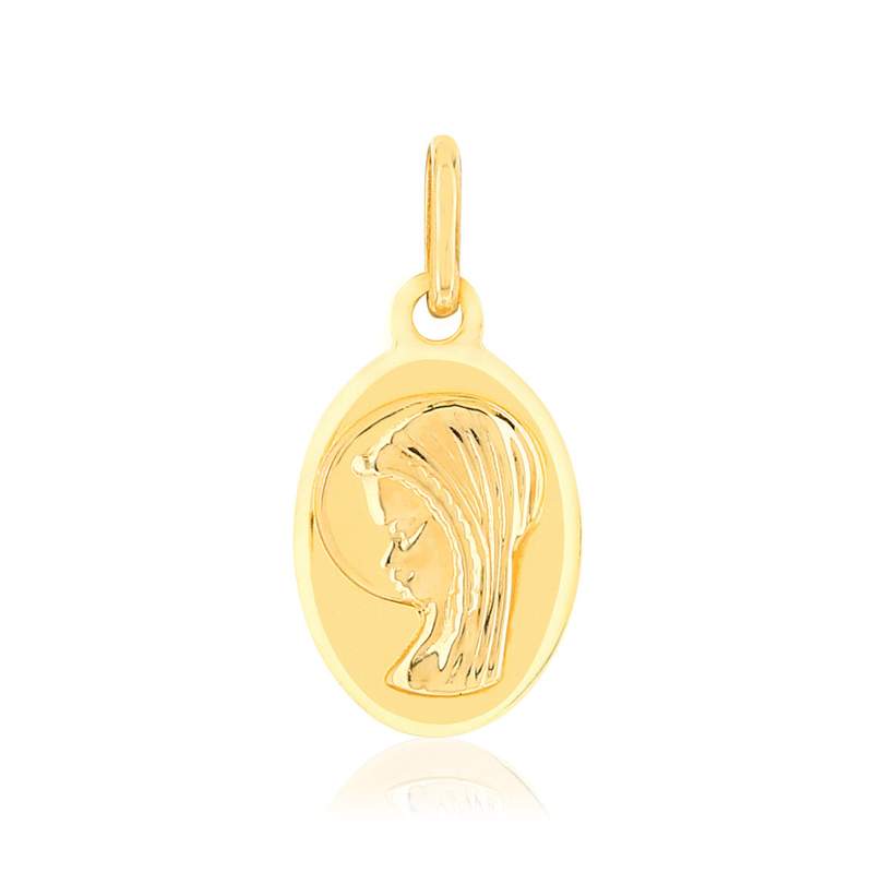 Médaille or 375 jaune ovale Vierge - vue 1