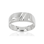 Chevalière or 375 blanc diamant - vue 1