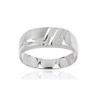 Chevalière or blanc 375 diamant