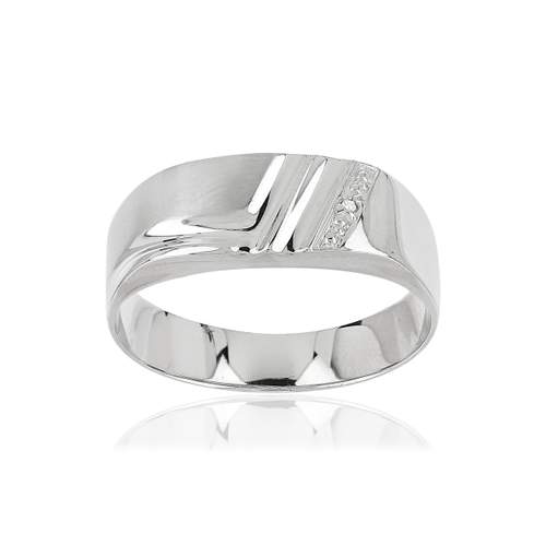 Chevalière or 375 blanc diamant