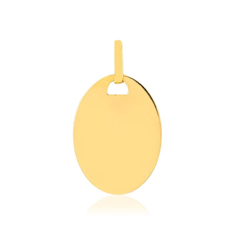 Médaille or 375 jaune ovale personnalisable - vue 1