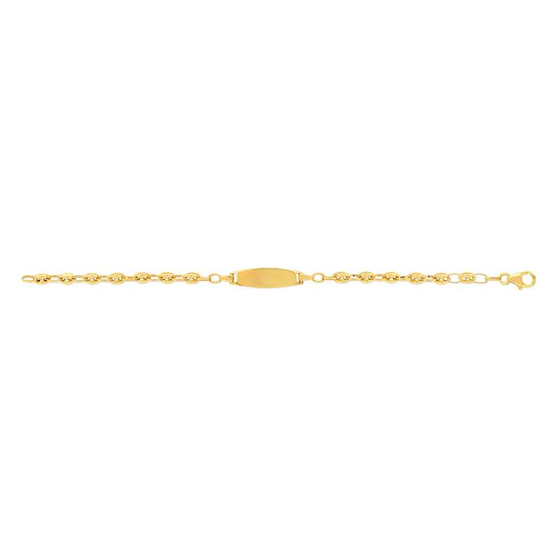 Bracelet identité or 375 jaune maille grain de café personnalisable 14 cm - vue 1